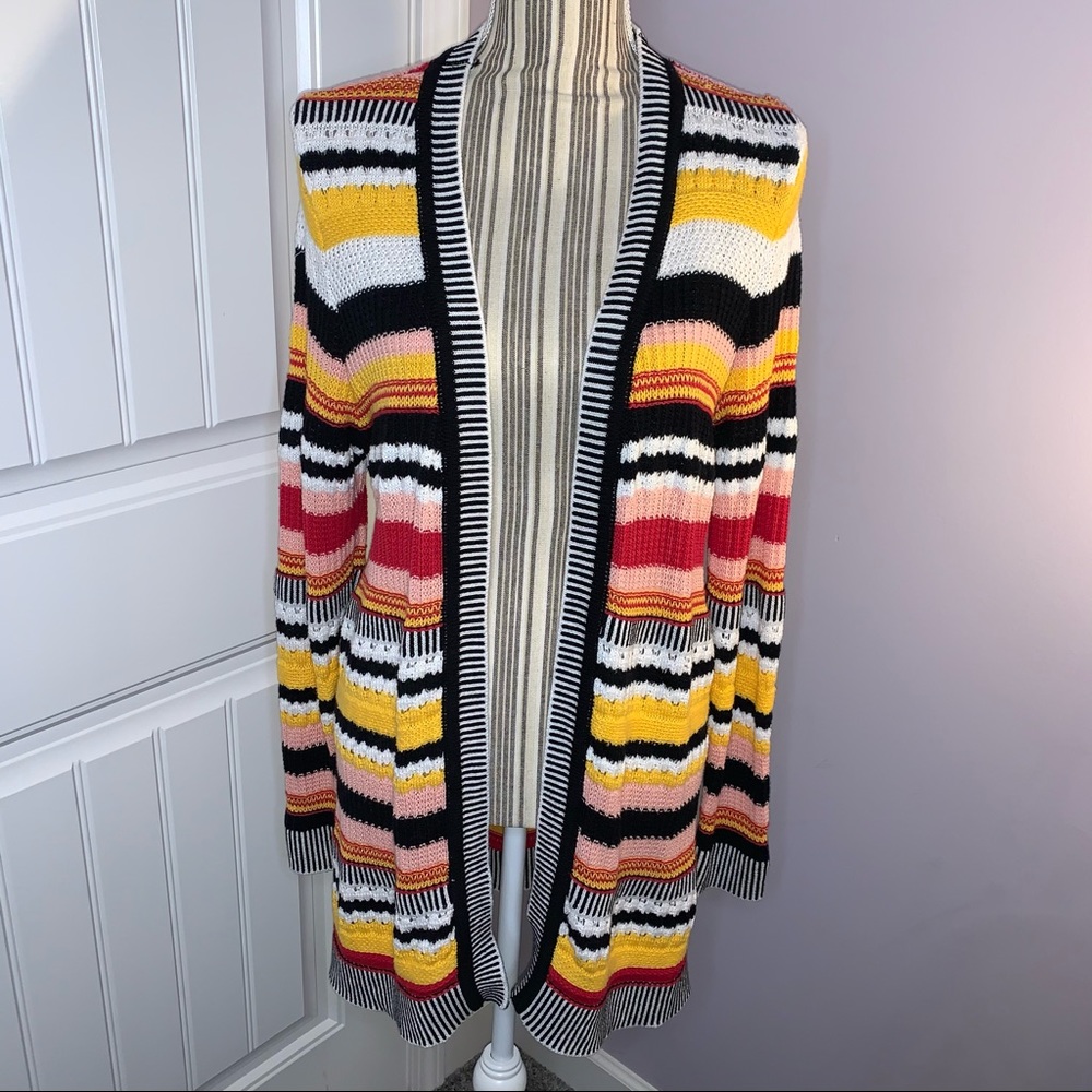 Peck & Peck Multi Color Striped Knit Cardigan